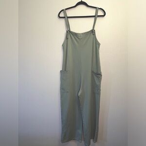 Earthbound Green Adjustable Tie Up Sleeveless Jumpsuit Size Medium